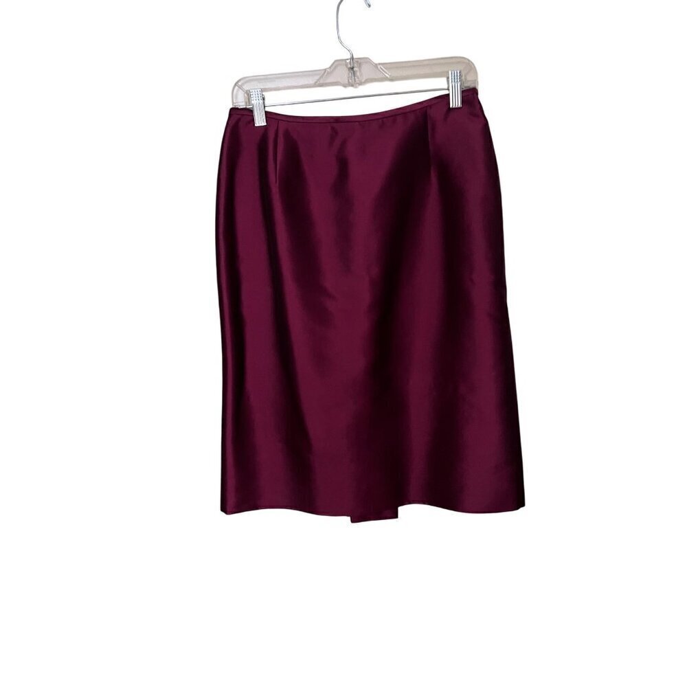 Talbots Petites Womens Size 8 Satin Skirt Red office career business‎